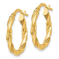 Load image into Gallery viewer, 14K Polished and Textured Hoop Earrings
