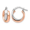 14K White Gold Rose-plated Polished Hoop Earrings