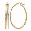 14K with Rhodium Polished Hoop Earrings