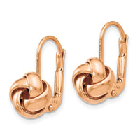 Load image into Gallery viewer, 14K &amp; Rose Gold Plated Polished Love Knot Leverback Earrings
