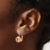Load image into Gallery viewer, 14K &amp; Rose Gold Plated Polished Love Knot Leverback Earrings

