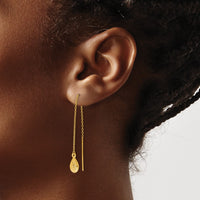 Load image into Gallery viewer, 14K Polished and Textured Tear Drop Threader Earrings
