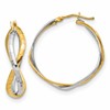 14K with Rhodium Polished Criss Cross Hoop Earrings