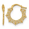 14K Polished Fancy Pattern Hoop Earrings