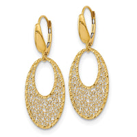 Load image into Gallery viewer, 14K Polished and Textured Floral Leverback Earrings
