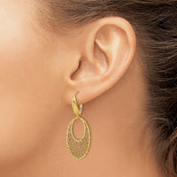 Load image into Gallery viewer, 14K Polished and Textured Floral Leverback Earrings
