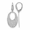 14K White Gold Polished and Textured Floral Leverback Earrings