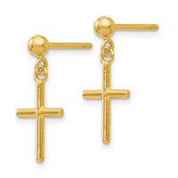 Load image into Gallery viewer, 14K Polished Cross Post Drop Earrings
