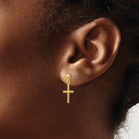 Load image into Gallery viewer, 14K Polished Cross Post Drop Earrings
