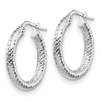 Load image into Gallery viewer, 14K 3x20 with White Rhodium Plating D/C Round Hoop Earrings
