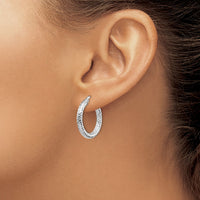 Load image into Gallery viewer, 14K 3x20 with White Rhodium Plating D/C Round Hoop Earrings
