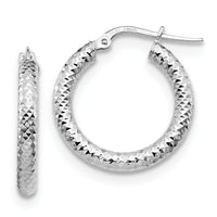 Load image into Gallery viewer, 14K 3x20 with White Rhodium Plating D/C Round Hoop Earrings

