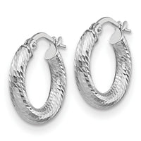 Load image into Gallery viewer, 14K 3x10 with White Rhodium Plating D/C Round Hoop Earrings
