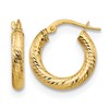 14K 3x10 D/C Round Hoop Earrings