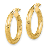 Load image into Gallery viewer, 14K 3x15 D/C Round Hoop Earrings
