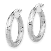 Load image into Gallery viewer, 14K 3x15 with White Rhodium Plating D/C Round Hoop Earrings
