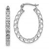 14K White Gold Polished D/C Hollow Hoop Earrings