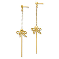 Load image into Gallery viewer, 14K Polished Dragonfly Post Dangle Earrings
