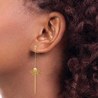 Load image into Gallery viewer, 14K Polished Dragonfly Post Dangle Earrings

