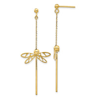 Load image into Gallery viewer, 14K Polished Dragonfly Post Dangle Earrings
