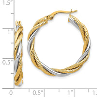Load image into Gallery viewer, 14K w/White Rhodium Polished Twisted Hoop Earrings
