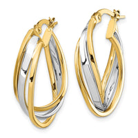 Load image into Gallery viewer, 14K with Rhodium Polished Oval Hoop Earrings

