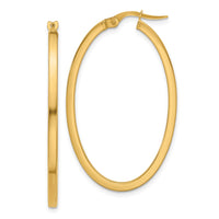 Load image into Gallery viewer, 14K 2mm High Polished Oval Hoop Earrings
