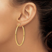 Load image into Gallery viewer, 14K 2mm Polished Hinged Hoop Earrings
