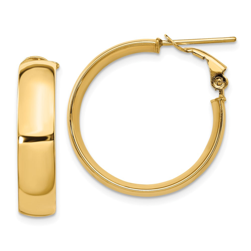 14K 6mm High Polished Omega Back Hoop Earrings