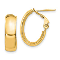 Load image into Gallery viewer, 14K 6mm High Polished Oval Omega Hoop Earrings
