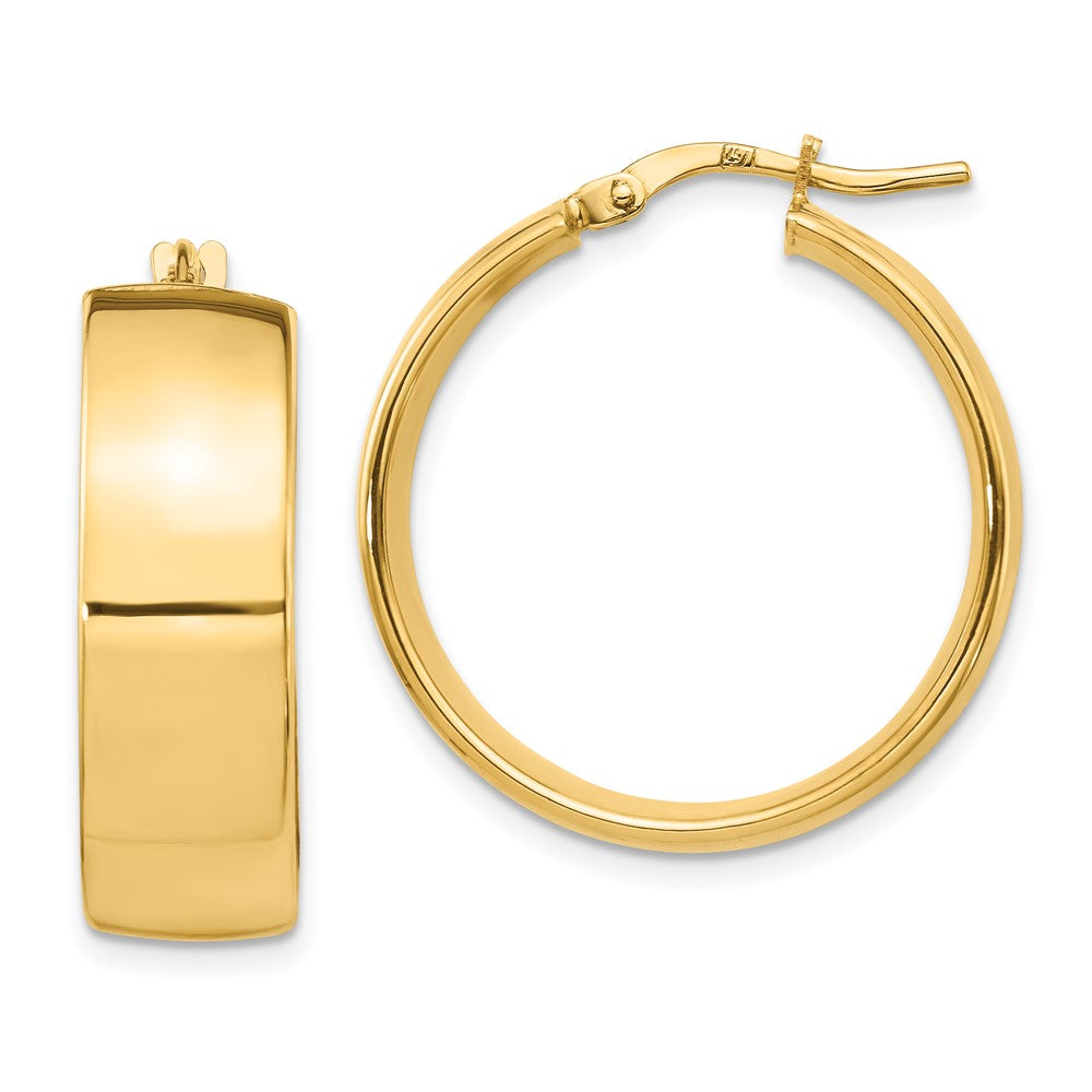 14K 8mm High Polished Hoop Earrings