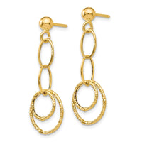 Load image into Gallery viewer, 14K Polished and Textured Post Dangle Earrings
