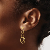 Load image into Gallery viewer, 14K Polished and Textured Post Dangle Earrings
