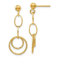 Load image into Gallery viewer, 14K Polished and Textured Post Dangle Earrings
