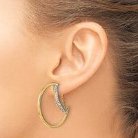 Load image into Gallery viewer, 14k Polished Crystals by Swarovski Hoop with Chain Earrings
