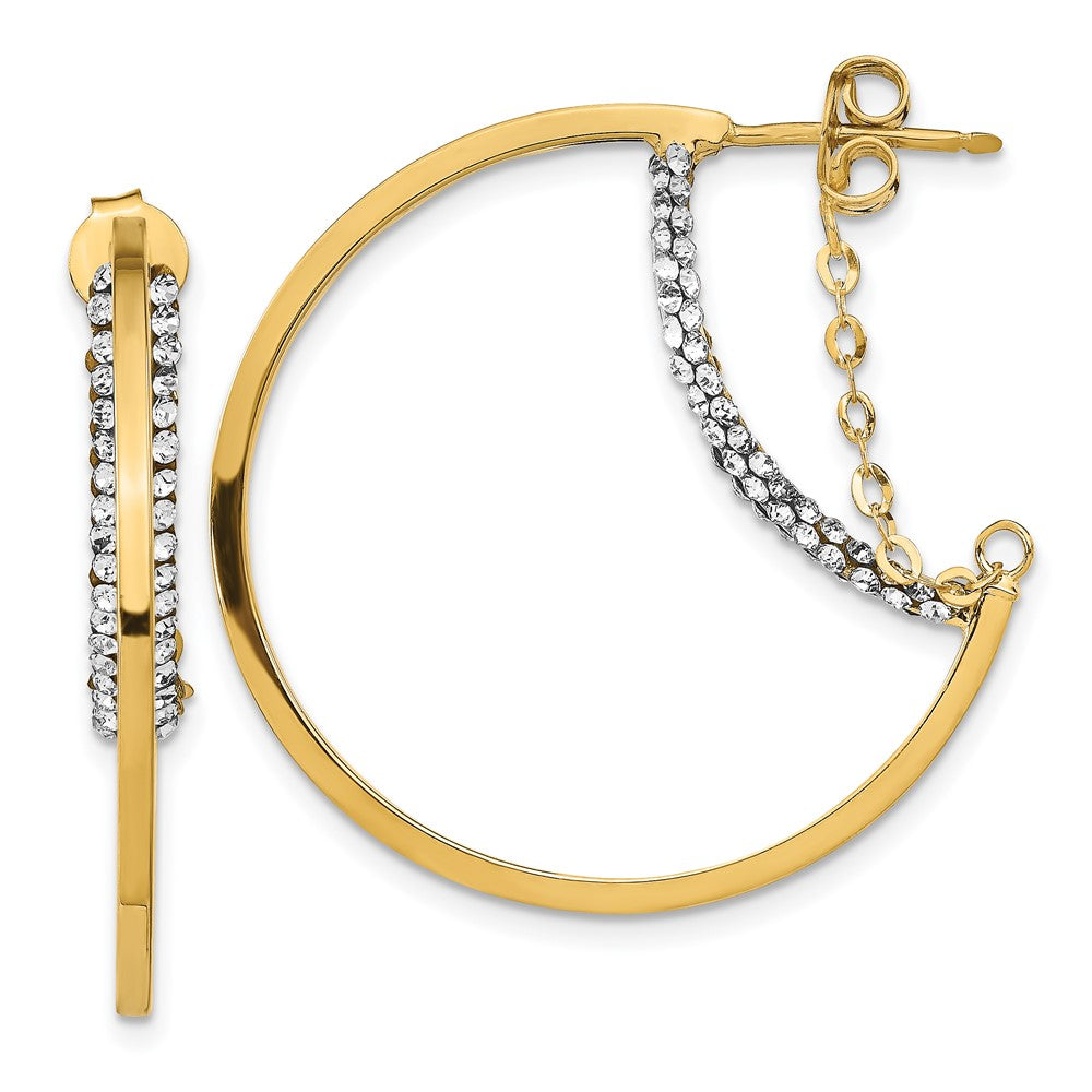 14k Polished Crystals by Swarovski Hoop with Chain Earrings