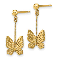 Load image into Gallery viewer, 14k Polished and Brushed Butterfly Earrings
