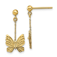 Load image into Gallery viewer, 14k Polished and Brushed Butterfly Earrings
