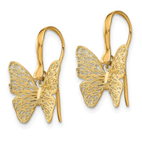 Load image into Gallery viewer, 14K Polished Filigree Butterfly Earrings
