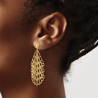 Load image into Gallery viewer, 14K Polished and Textured Post Dangle Earrings
