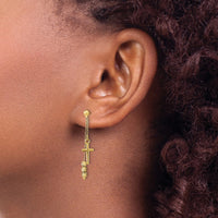 Load image into Gallery viewer, 14K Polished D/C Cross Beaded Post Dangle Earrings
