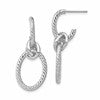 14K w/ White Rhodium Plated Polished Textured Post Dangle Earrings