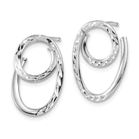 Load image into Gallery viewer, 14K w/White RH-plating Polished/Dia-cut Post Earrings
