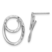 Load image into Gallery viewer, 14K w/White RH-plating Polished/Dia-cut Post Earrings
