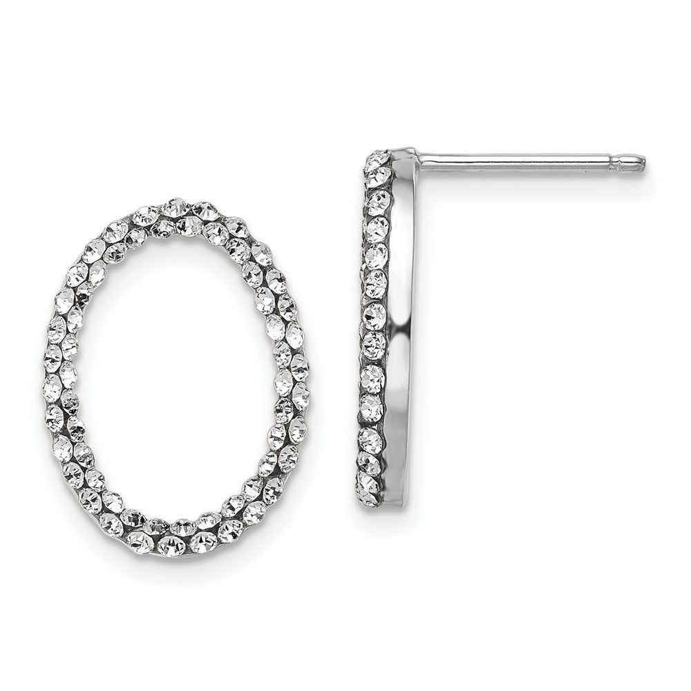 14K w/Wht RH-plating with Crystals Post Earrings