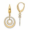 14K Two-tone Polished Textured Leverback Dangle Earrings
