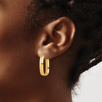 Load image into Gallery viewer, 14K Polished Squared Oval Hoop Earrings
