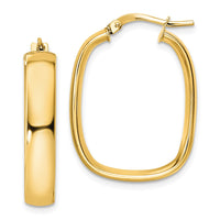 Load image into Gallery viewer, 14K Polished Squared Oval Hoop Earrings
