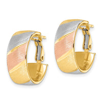 Load image into Gallery viewer, 14K White and Rose Gold-plated Brushed Hoop Earrings

