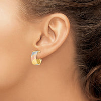 Load image into Gallery viewer, 14K White and Rose Gold-plated Brushed Hoop Earrings
